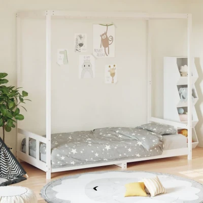 Bild av vidaXL Sängram för barnsäng vit 90x200 cm massiv furu