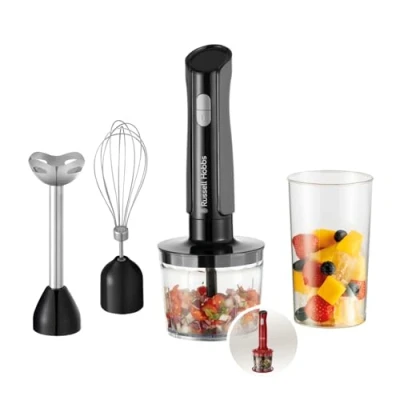 Bild av Russell Hobbs stavmixer [3 i 1 stavmixer] Elektrisk (med 3 tillbehör för exempelvis barnmat, smoothies, soppa, 2 hastigheter + pulsfunktion, rostfritt stål, BPA fri) Matte charcoal 27141 56