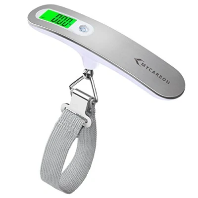 Bild av MYCARBON digital bagagevåg analog för resväska kök fiske 50 kg/110 lb hängande våg, fiskvåg (silver3)