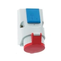 Bild av CEE Kombi med schuko 16A udtag H6 400V 5polet rød breddexhøjde 83x126 mm, top M25 bund 2xM25 IP44 polyamid