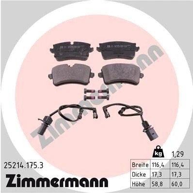 Bild av ZIMMERMANN 25214.175.3 Jeu de plaquettes frein contact signal d&#039;usure inclus la photo correspond au contenu livraison AUDI: A8 D4