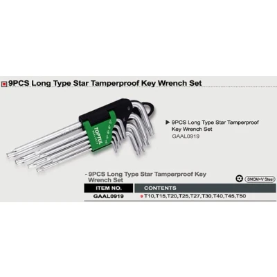 Bild av TOPTUL GAAL0919 Ensemble de tournevis coudés TORX: T10, T15, T20, T25, T27, T30, T40, T45, T50 9