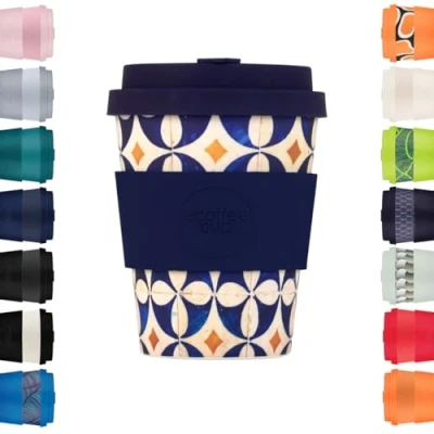 Bild av Ecoffee Cup 350 ml återanvändbar miljövänlig 100 % växtbaserad kaffekopp med silikonlock och hylsa melaminfri biologiskt nedbrytbar diskmaskin/mikrovågsugn säker resemugg (Mick&#039;s Truckle)