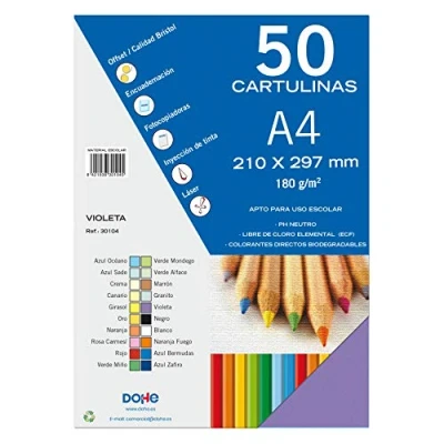Bild av Dohe 50 stycken A4 kartonger för hantverk och tryck 21 x 29,7 cm 180 g/m² kontorsmaterial