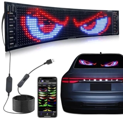 Bild av Rupse LED skylt, flexibel indikatortavla med Bluetooth Smart App, namnskylt programmerbar, skylt för bil, lastbil, butik, bar, graffiti, text, animeringsdisplay
