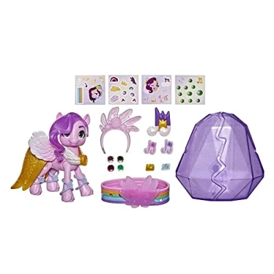 Bild av My Little Pony: A New Generation Movie Crystal Adventure Princess Petals Rosa ponnyleksak på 7,5 cm, överraskningstillbehör Pony, Multi,