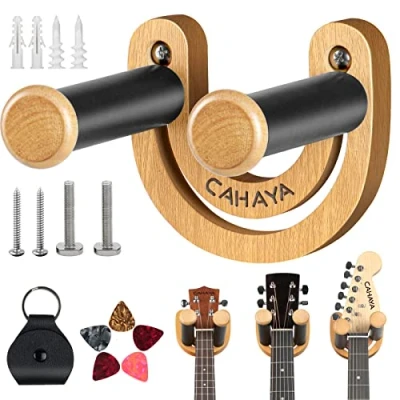 Bild av CAHAYA Gitarr väggfäste med justerbar U formad krok 5 plektrum och 1 plektrumväska för akustik E bass banjo ukulele mandolin CY0297