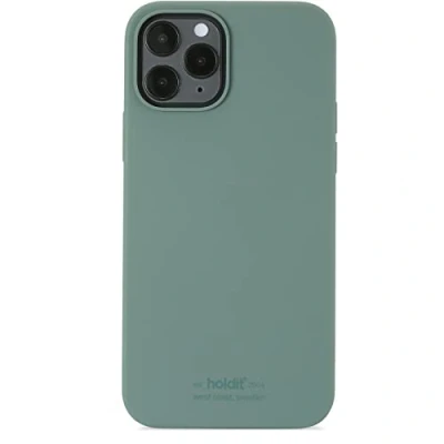 Bild av Holdit silikonskal till iPhone 12/12 Pro (6,1) Ultra tunt (0,8mm) Skyddar hela mobilen, förhöjd kamerakant Moss Green