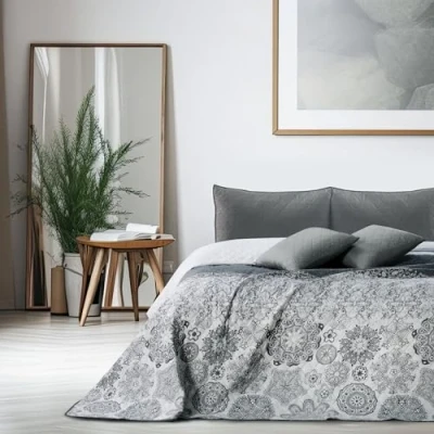 Bild av DecoKing Queen size säng:, polyester, grå vit, 200 x 220
