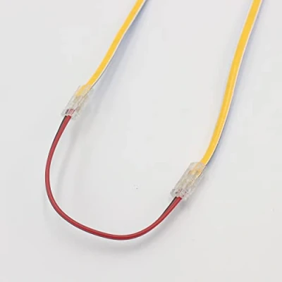 Bild av COB LED remskontakter, 2 stifts 10 st remsa till kabelanslutning mellanlös lödfri anslutning snabbklickkontakt för 5 mm 8 lampor (5 mm, dubbel kontakt + 15 cm kabel)