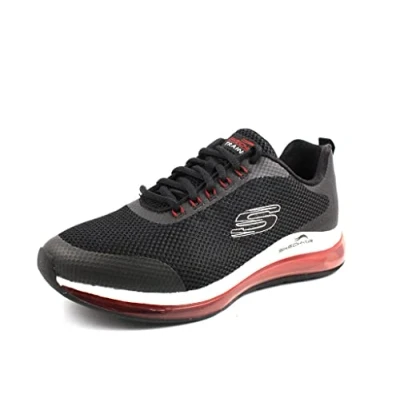 Bild av Skechers Skech air Element 2.0 Lomarc träningsskor för män, Svart nät röd syntetisk trim, 42.5 EU