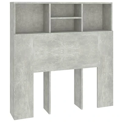 Bild av vidaXL Sänggavel med förvaring betonggrå 100x19x103,5 cm, sovrumsskåp, huvudgavlar, huvudgavel förvaring, huvudgavel, sängförvaring