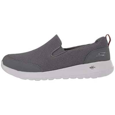 Bild av Skechers Go Walk Max Clinched herr Sneaker, Grå textil vinröd trim, 43 EU