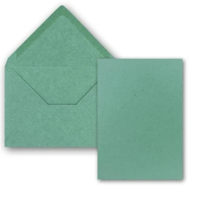 Bild av FarbenFroh by Gustav Neuser 100 x kort med kuvert, kraftpapper, A6/C6 format eukalyptusgrön 14,8 10,5 cm, utan veck