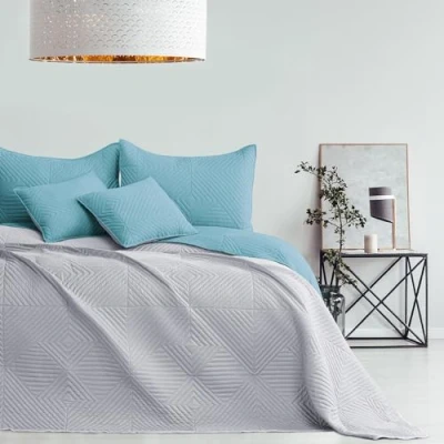 Bild av AmeliaHome överkast blått grått 260 x 280 sängöverkast dubbelsidig Ultrasonic quiltning polyester Softa