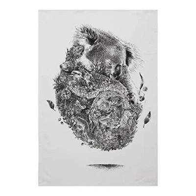 Bild av Maxwell &amp; Williams Marini Ferlazzo Kökshandduk, Koala Med Smådjur, Bomull, 50 x 70 cm, Vit, GX0004