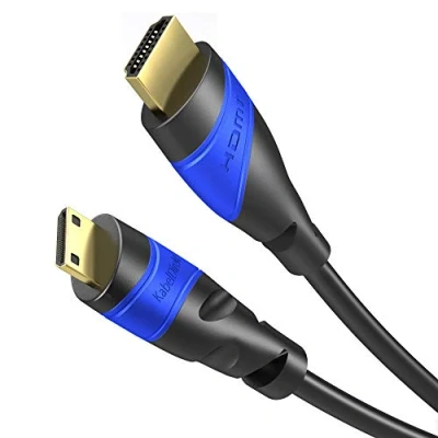Bild av KabelDirekt Mini HDMI kabel med brottsäker design 5m (HDMI till HDMI, dubbelriktad, 4K@60Hz, Ultra HD, 2.0/1.4, High Speed Ethernet, för surfplattor/kameror/videokameror, svart)