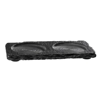 Bild av APS 971 naturskifferplatta, 15 x 8 cm, materialtjocklek 69 mm, med 2 stycken Ø 6 cm