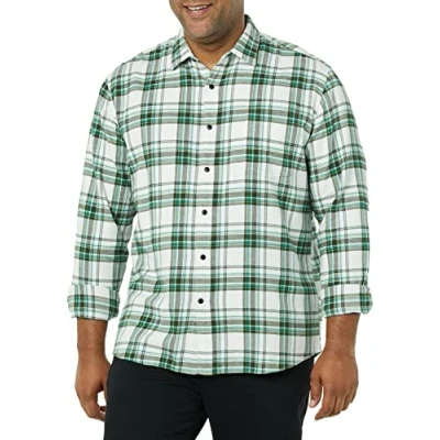 Bild av Amazon Essentials Men&#039;s Långärmad flanellskjorta (finns i Big &amp; Tall), Vit Rutig, S
