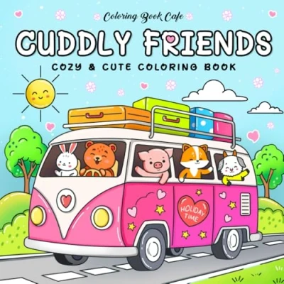 Bild av Cuddly Friends: Easy Coloring Book for Adults and Teens Featuring Adorable Animal Characters Stress Relief Relaxation