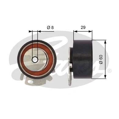 Bild av GATES FleetRunner Micro V Stretch Fit T43068 Poulie tendeur, courroie crantée LANCIA: DELTA 2, Lybra Berline, FIAT: Doblo I Cargo, Break