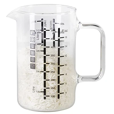 Bild av wenco Glas mätkopp 500 ml mätkanna med två skalor och olika måttenheter, transparent, värmebeständig, perfekt för exakt mätning av vätskor ingredienser, diskmaskinssäker