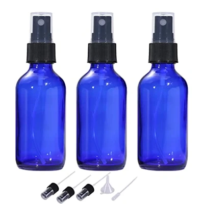 Bild av LIYUABU 60 ml tom sprayflaska blått glas, påfyllningsbara och återanvändbara reseflaskor för eteriska oljor, hår, parfymer rengöring (förpackning med 3)