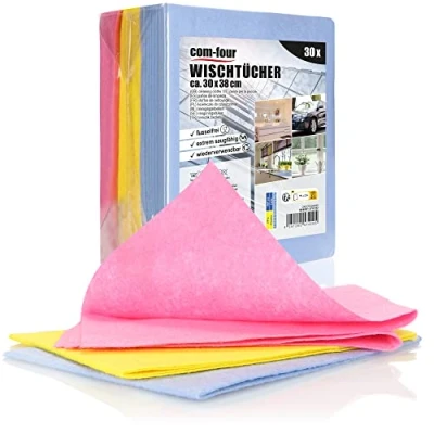 Bild av COM FOUR® 30x hushållspapper, extremt absorberande och hållbara viskoservetter för alla ändamål, återanvändbara (30x38 30 stycken 3 färger)
