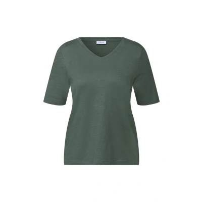 Bild av Cecil Basic V ringad skjorta mörk Balmy khaki XXL, Dark Khaki, XXL