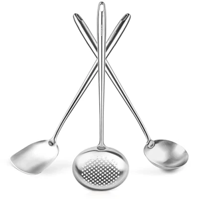Bild av YOSUKATA Wok Spatel Slev och Hålslev 43 cm Köksredskap Set i Rostfritt Stål Premium Wokspatel, Wokslev Skumsked Matlagningsverktyg Tillbehör Högkvalitativa Wokverktyg Woktillbehör