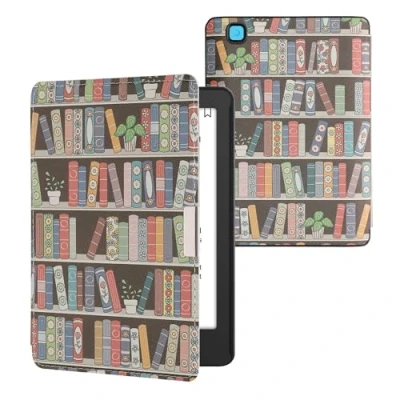 Bild av kwmobile fodral kompatibelt med Kobo Aura Edition 2 läsplatta sommarbibliotek blå/grön/mörkrosa