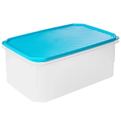 Bild av TATAY Matförvaring, lufttät, 4,7 L kapacitet, flexibelt trycklock, BPA fri, lämplig mikrovågsugn och diskmaskin, blå. Mått: 28,5 x 18,5 12,2 cm