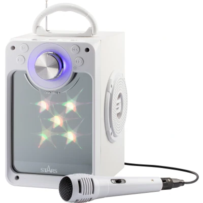 Bild av Stars Karaokemaskin med ljuseffekter, mikrofon och Bluetooth, vit