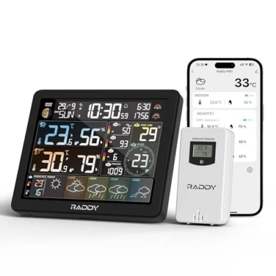 Bild av Raddy WF N80 väderstation trådlös med utomhussensor, 2,4 Ghz Wlan/APP visningsdata