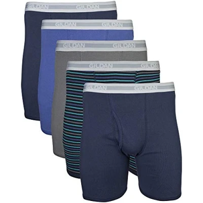 Bild av Gildan herr boxershorts med normal ben, multipack (förpackning 5), Blandad marin (5 pack), M