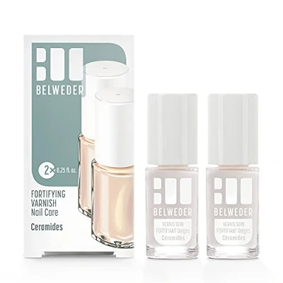 Bild av BELWEDER x2 stärkande vård och härdande nagellack med ceramider 2 x 7,5 ml för svaga, splittrade spröda naglar halvtransparent stark, förseglad skyddar