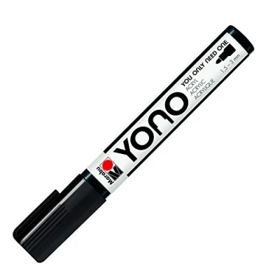 Bild av Marabu 12400103073 YONO märkpenna svart 073, mångsidig akrylpenna med japansk rund spets 1,5 3 mm, vattenbaserad, ljussnabb och vattentät, för nästan alla ytor