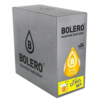 Bild av Möt Bolero Drinks CITRUS MIX Pack 24x9g Uppfriskande sockerfri pulverdryck med stevia Vitamin C rekommenderas av diabetiker 8 läckra smaker olika citrusfrukter