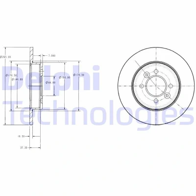 Bild av DELPHI BG2694 Disque de frein 265 10 4 plein huilé non traité sans roulement roue, bague ABS RENAULT: LAGUNA 1, 1 Grandtour, SAFRANE