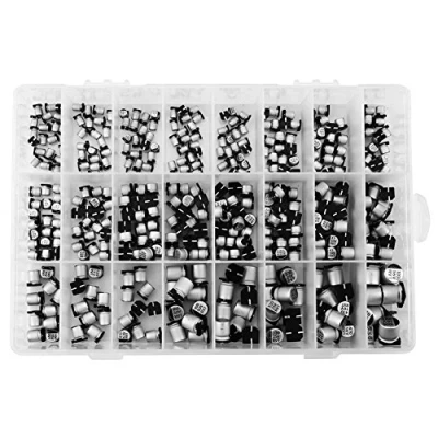 Bild av 400st Smd elektrolytkondensator 24 värden Kondensatorer Sortiment Kit Box Range 1Uf 1000Uf