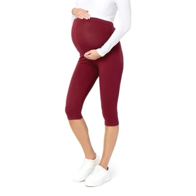 Bild av Be Mammy Dams 3/4 Moderskap Leggings Tights BE20 229(Vin Röd, S)