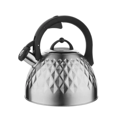 Bild av FLORINA Tekanna för Spis (2,5 l) I tekokare Rostfritt Stål FENNY SATIN Flöjtkokare med Bakelithandtag Reptålig Vattenkokare Induktionshäll, Gasspis och Elspis Färg: Silver