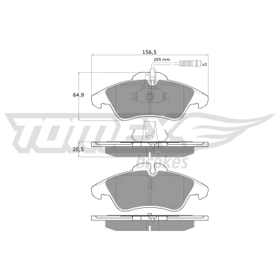 Bild av TOMEX brakes TX 10 931 Jeu de plaquettes frein Essieu avant contact signal d&#039;usure inclus MERCEDES BENZ: Vito Van, Bus, Sprinter 3 T Van