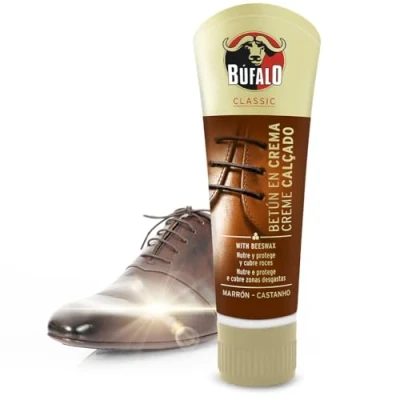 Bild av Classic Buffel Bitumen i Grädde för skor, Skovård, Brun färg som ger näring, Skyddar och glans, Optimal slät hud 50 ml rör