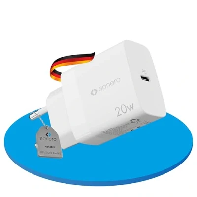 Bild av sonero USB C laddare, 1 x 30 watt port, GAN snabbladdare, strömförsörjning, mobiltelefonladdare med automatisk laddningsströmavkänning, vit