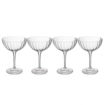 Bild av MIKASA Treviso Crystal Coupe glas, 300 ml, set med 4 blyfria, klara fina glasögon krusad effekt för firanden