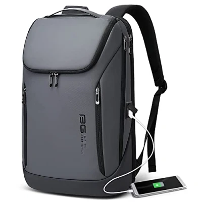 Bild av BANGE Affärs smart ryggsäck, vattentät, 39,6 cm (15,6 tum), laptopryggsäck med USB laddningsport, hållbar reseryggsäck alla, GRÅ, Medium(grey)