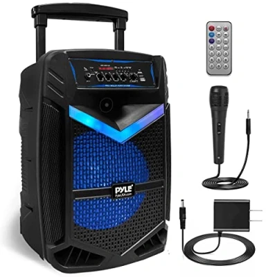 Bild av Pyle Kraftfull bluetooth högtalare 800 W bärbar ljudhögtalare med inbyggt uppladdningsbart batteri, 12 tums subwoofer och 1 diskant, inspelningsfunktion, Micro SD/USB/AUX radio, LED belysning