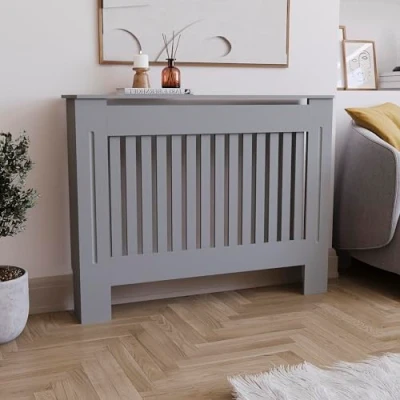 Bild av Vida Designs Chelsea kylarskydd moderna lamellplattor gråmålade MDF skåp, medium (H: 82 / B: 112 D: 19 cm)