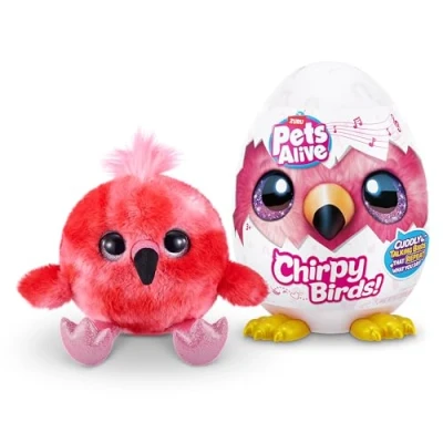 Bild av Pets Alive Chirpy Birds interaktiva överraskningsdjur med elektronisk röstutgåva och repetitionsfunktion, flamingo